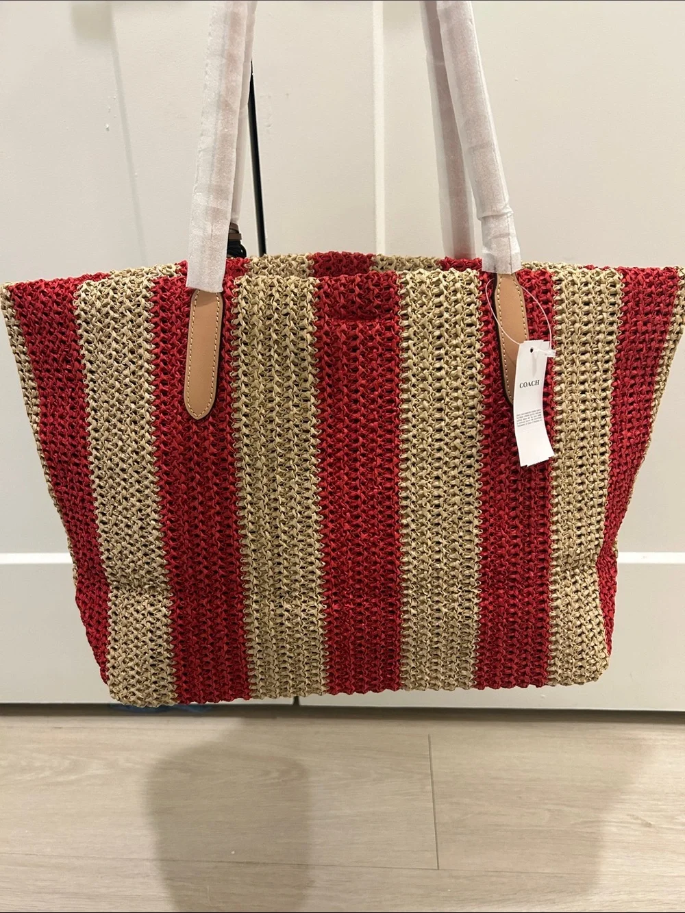 Coach (NWT) City Tote Bag With Stripes And Cherry Charm - Picture 8 of 16